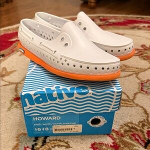 Native Shell White and Cantaloupe Pink Slip-Ons